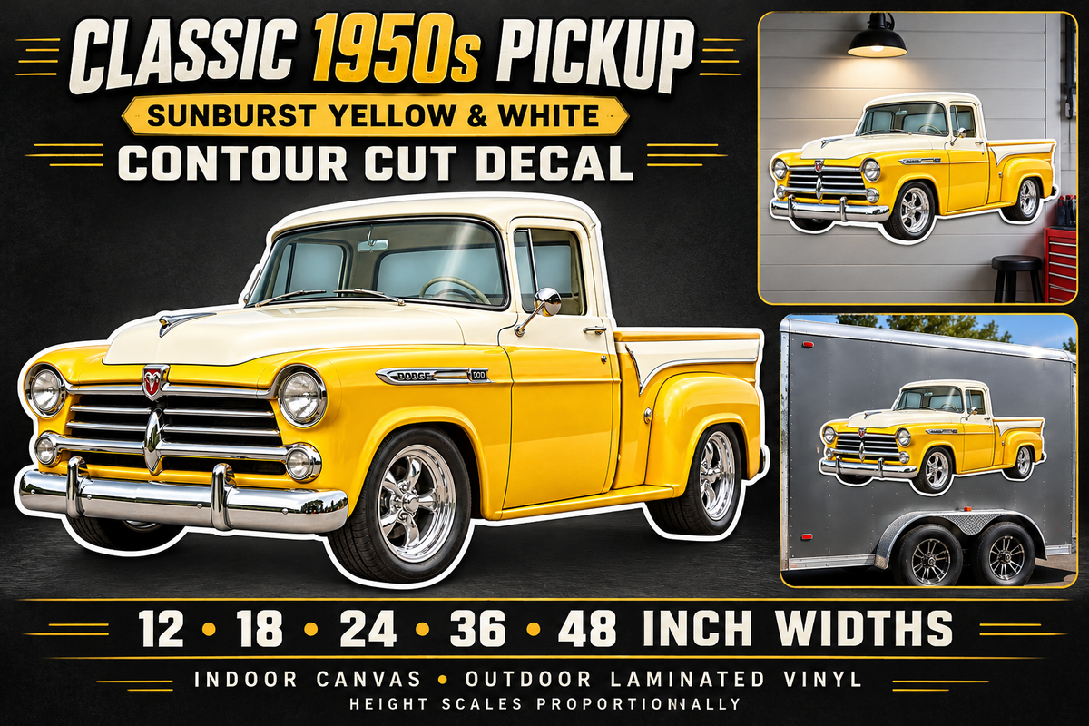 Sunburst Yellow & White 1957 Dodge D100 decal product showcase