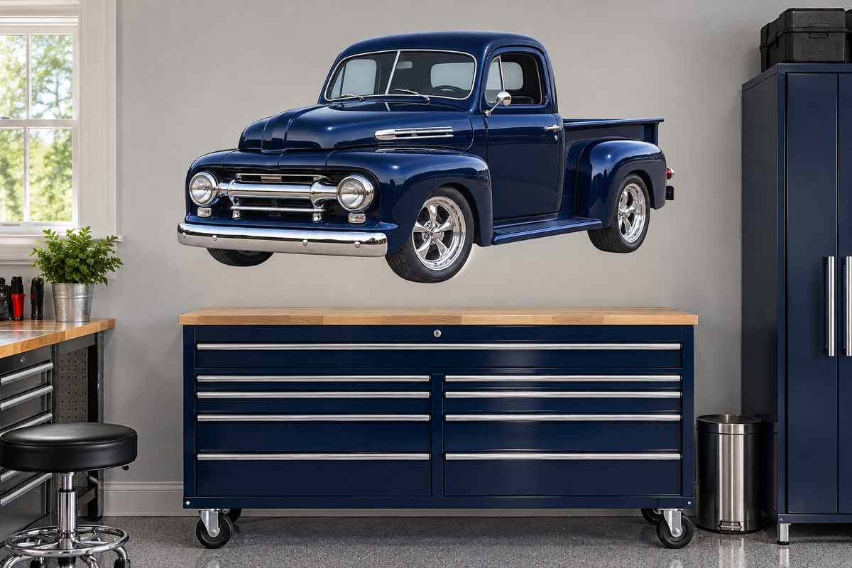 Midnight Blue 1951 Ford F-1 garage wall decal preview