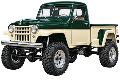 1955 Willys Pickup Forest Green & Cream 4x4 pickup contour cut decal artwork
