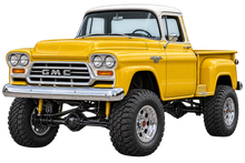 1958 GMC 100 NAPCO Golden Yellow & White 4x4 pickup contour cut decal artwork