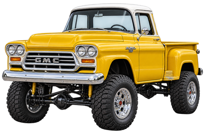 1958 GMC 100 NAPCO Golden Yellow & White 4x4 pickup contour cut decal artwork