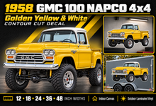 1958 GMC 100 NAPCO Golden Yellow & White decal summary with sizes and materials