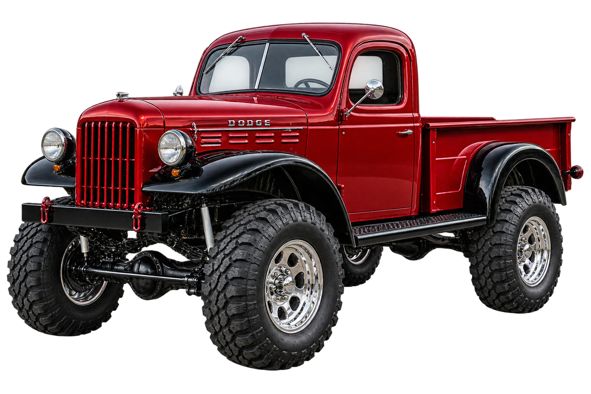 1951 Dodge Power Wagon Deep Red and Black 4x4 pickup contour cut decal artwork