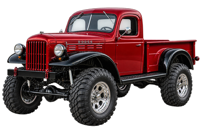 1951 Dodge Power Wagon Deep Red and Black 4x4 pickup contour cut decal artwork