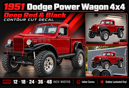 1951 Dodge Power Wagon Deep Red and Black summary with size and material options