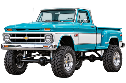 1966 Chevrolet K10 lifted 4x4 Turquoise & White transparent contour cut decal artwork