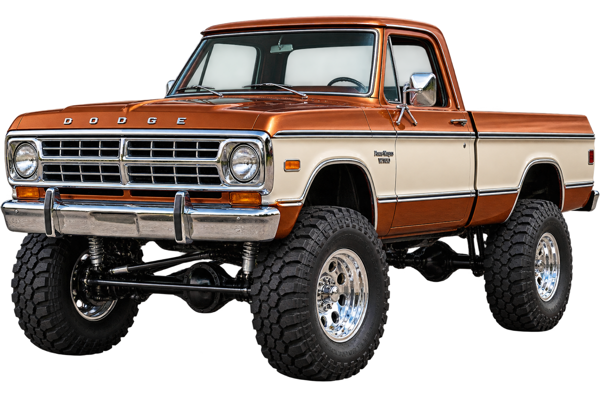 1968 Dodge W100 Power Wagon lifted 4x4 Copper & Cream transparent contour cut decal artwork