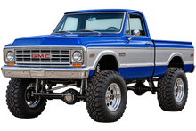 1967 GMC K1500 lifted 4x4 Royal Blue & Silver transparent contour cut decal artwork