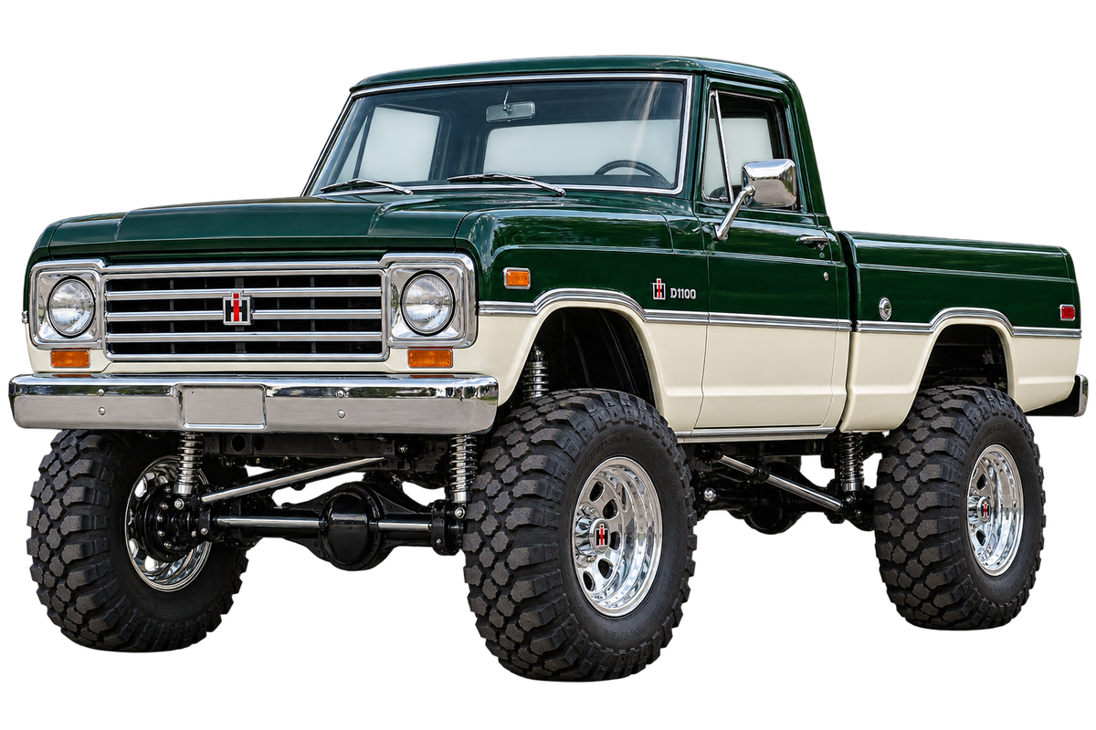 1965 International Harvester D1100 lifted 4x4 Forest Green & Ivory transparent contour cut decal artwork