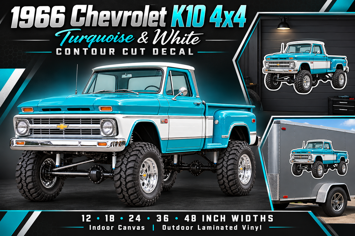 1966 Chevrolet K10 Turquoise & White decal product showcase