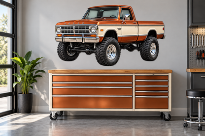 1968 Dodge W100 Power Wagon Copper & Cream garage wall decal mockup