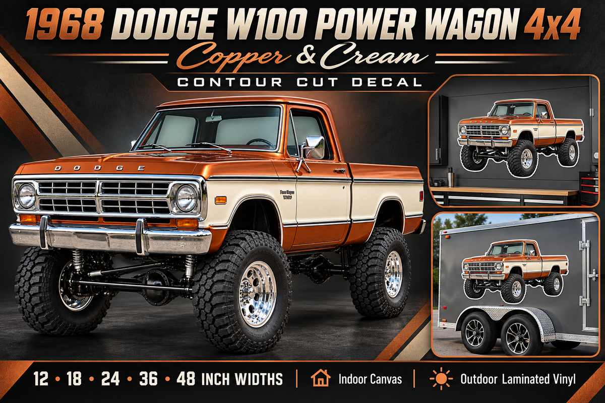 1968 Dodge W100 Power Wagon Copper & Cream decal product showcase