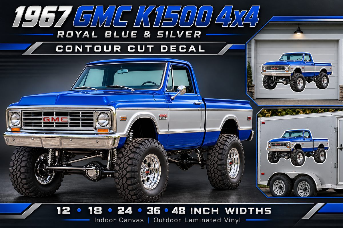1967 GMC K1500 Royal Blue & Silver decal product showcase