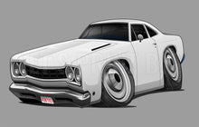 1968 Silver Plymouth Roadrunner Art Man Cave Wall Decal proof