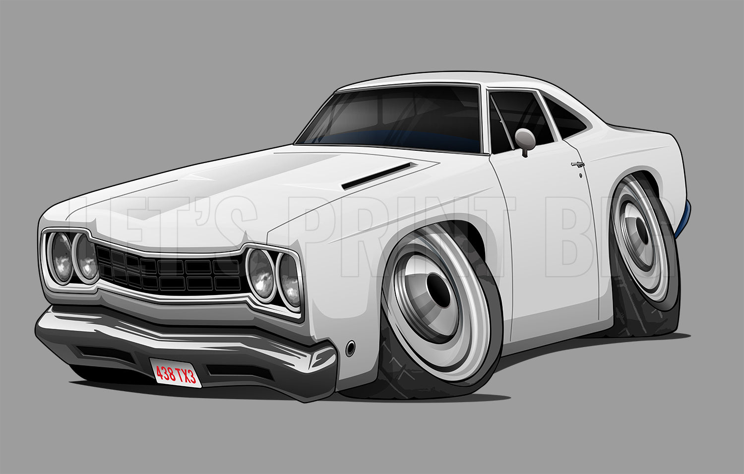 1968 Silver Plymouth Roadrunner Art Man Cave Wall Decal proof