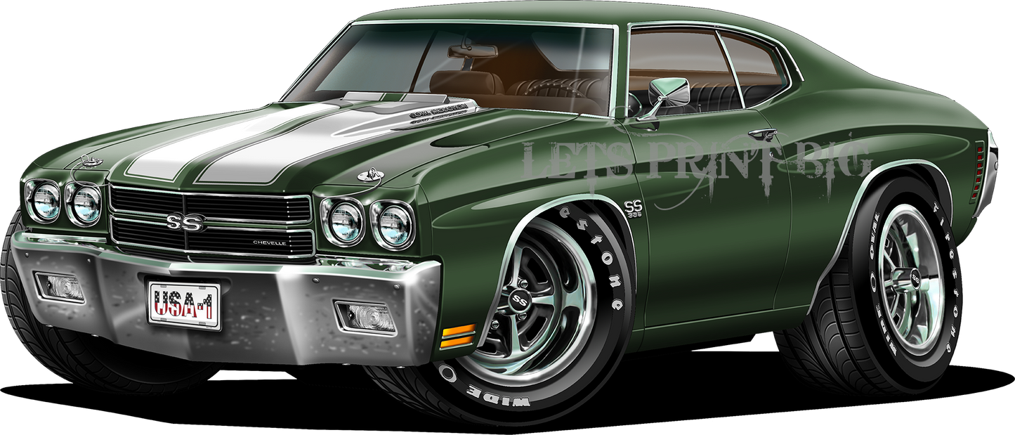 Car Art 1970 Chevelle Muscle Car Cartoon Wall Decal