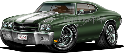 Car Art 1970 Chevelle Muscle Car Cartoon Wall Decal