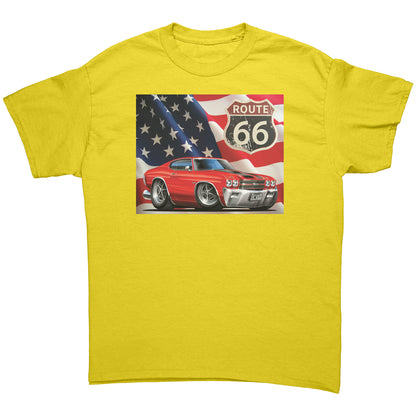 1970 Red Chevelle Muscle Car Route 66 Tee Shirt