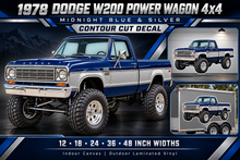 1978 Dodge W200 Power Wagon Midnight Blue & Silver decal showcase