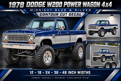 1978 Dodge W200 Power Wagon Midnight Blue & Silver decal showcase