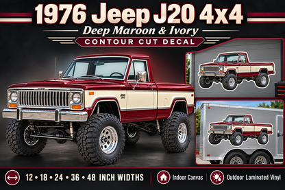 1976 Jeep J20 Deep Maroon & Ivory decal showcase