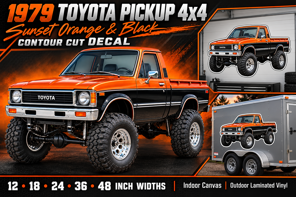 1979 Toyota Pickup Sunset Orange & Black decal showcase