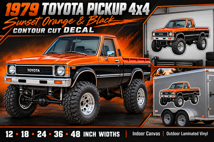 1979 Toyota Pickup Sunset Orange & Black decal showcase