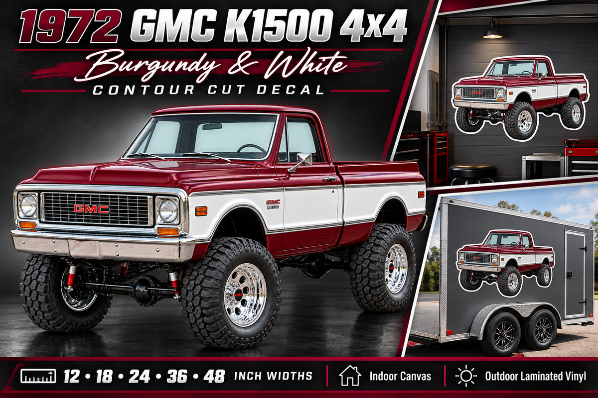 1972 GMC K1500 Burgundy & White decal showcase