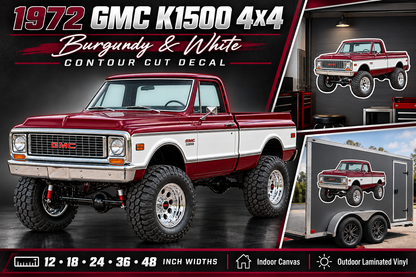 1972 GMC K1500 Burgundy & White decal showcase