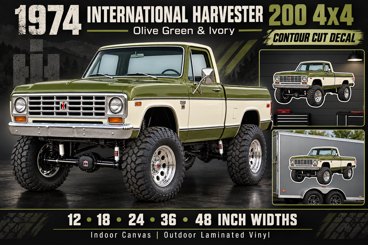 1974 International Harvester 200 Olive Green & Ivory decal showcase