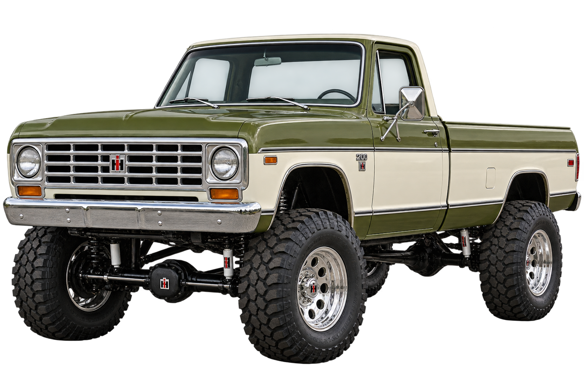 1974 International Harvester 200 Olive Green & Ivory lifted 4x4 contour cut decal artwork