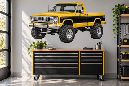 1978 Jeep J10 Golden Yellow & Black garage wall decal mockup