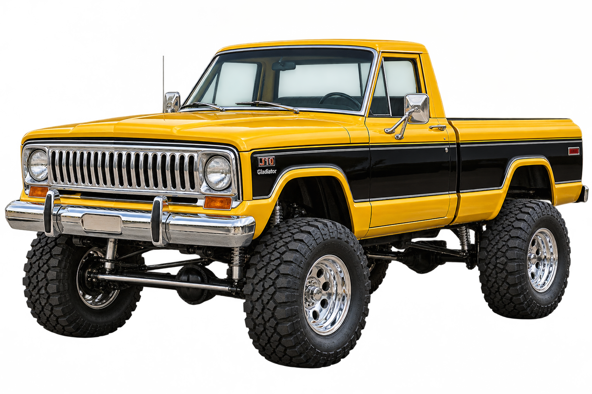 1978 Jeep J10 Golden Yellow & Black lifted 4x4 contour cut decal artwork