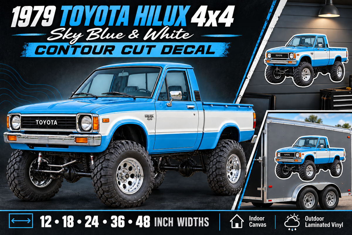 1979 Toyota Hilux 4x4 Sky Blue & White decal showcase