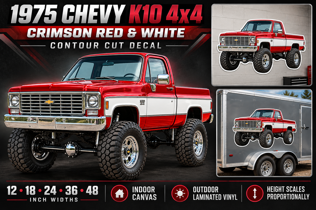 Crimson Red & White 1975 Chevy K10 4x4 product showcase