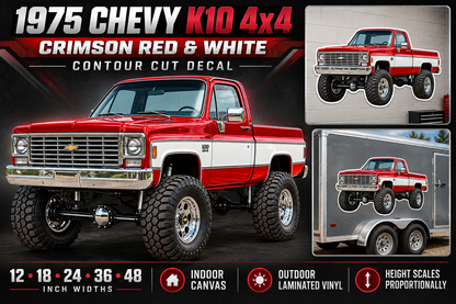 Crimson Red & White 1975 Chevy K10 4x4 product showcase