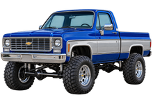 Royal Blue & Silver 1975 Chevrolet K10 lifted 4x4 transparent decal artwork