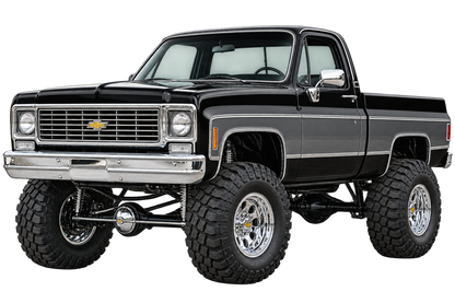 Jet Black & Charcoal 1975 Chevrolet K10 lifted 4x4 transparent decal artwork