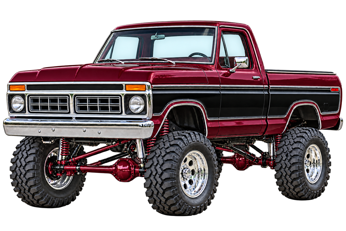 Burgundy & Black 1976 Ford F-150 contour cut decal artwork