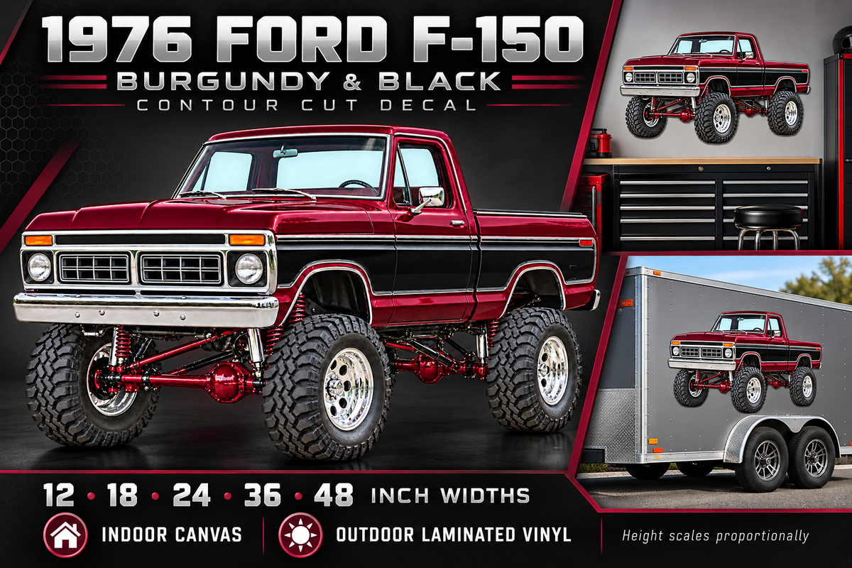 Burgundy & Black 1976 Ford F-150 decal product showcase