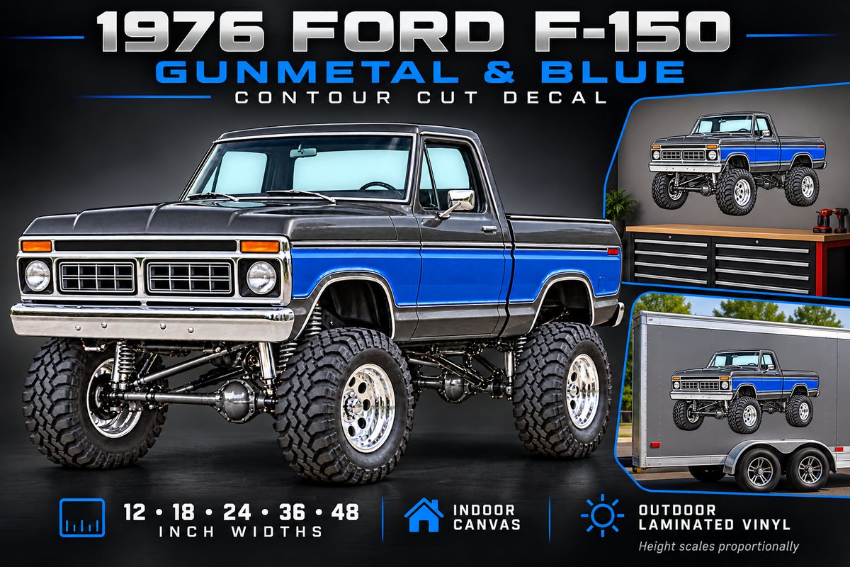 Gunmetal & Blue 1976 Ford F-150 decal product showcase