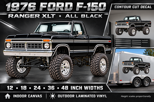 1976 Ford F-150 Ranger XLT black paint chrome wheels grille front bumper and side trim product showcase