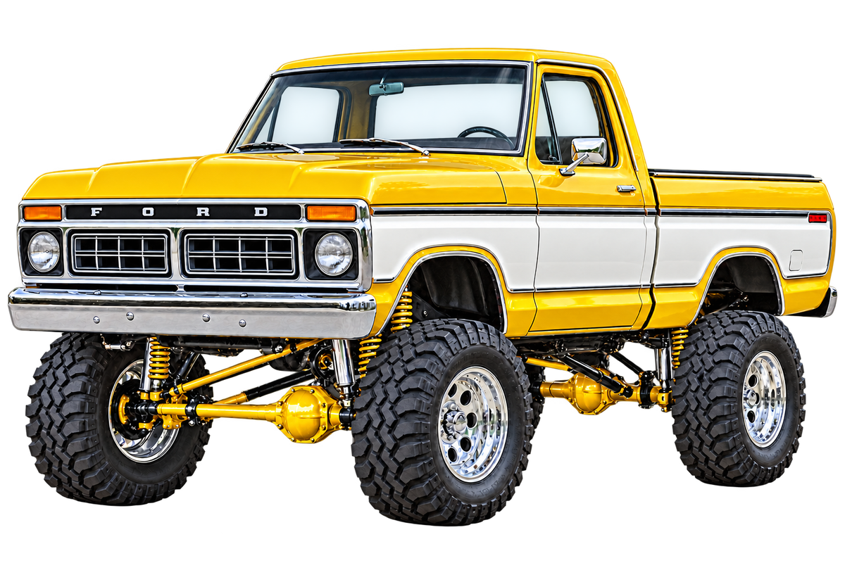 Sunburst Yellow & White 1976 Ford F-150 contour cut decal artwork