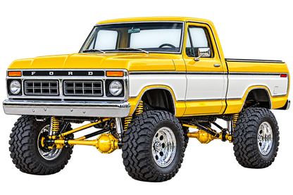 Sunburst Yellow & White 1976 Ford F-150 contour cut decal artwork