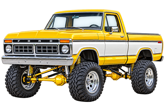 Sunburst Yellow & White 1976 Ford F-150 contour cut decal artwork