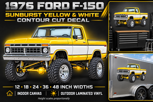 Sunburst Yellow & White 1976 Ford F-150 decal product showcase