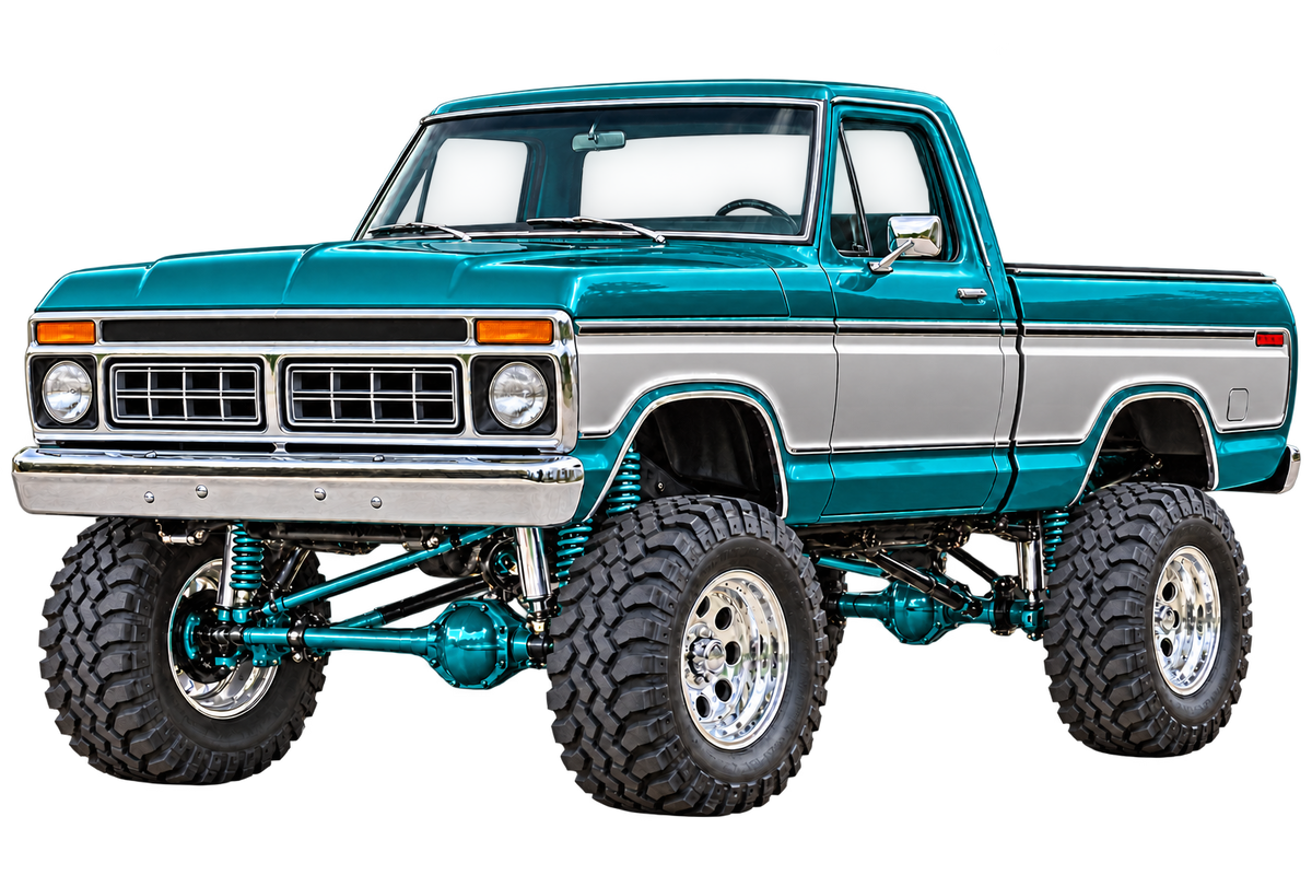 Teal & Silver 1976 Ford F-150 contour cut decal artwork
