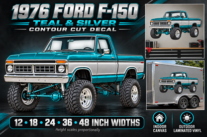 Teal & Silver 1976 Ford F-150 decal product showcase