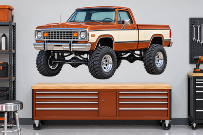 Copper & Cream 1977 Dodge Power Wagon garage wall decal mockup