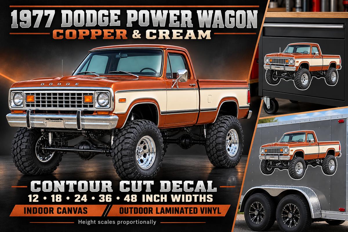 Copper & Cream 1977 Dodge Power Wagon decal product showcase